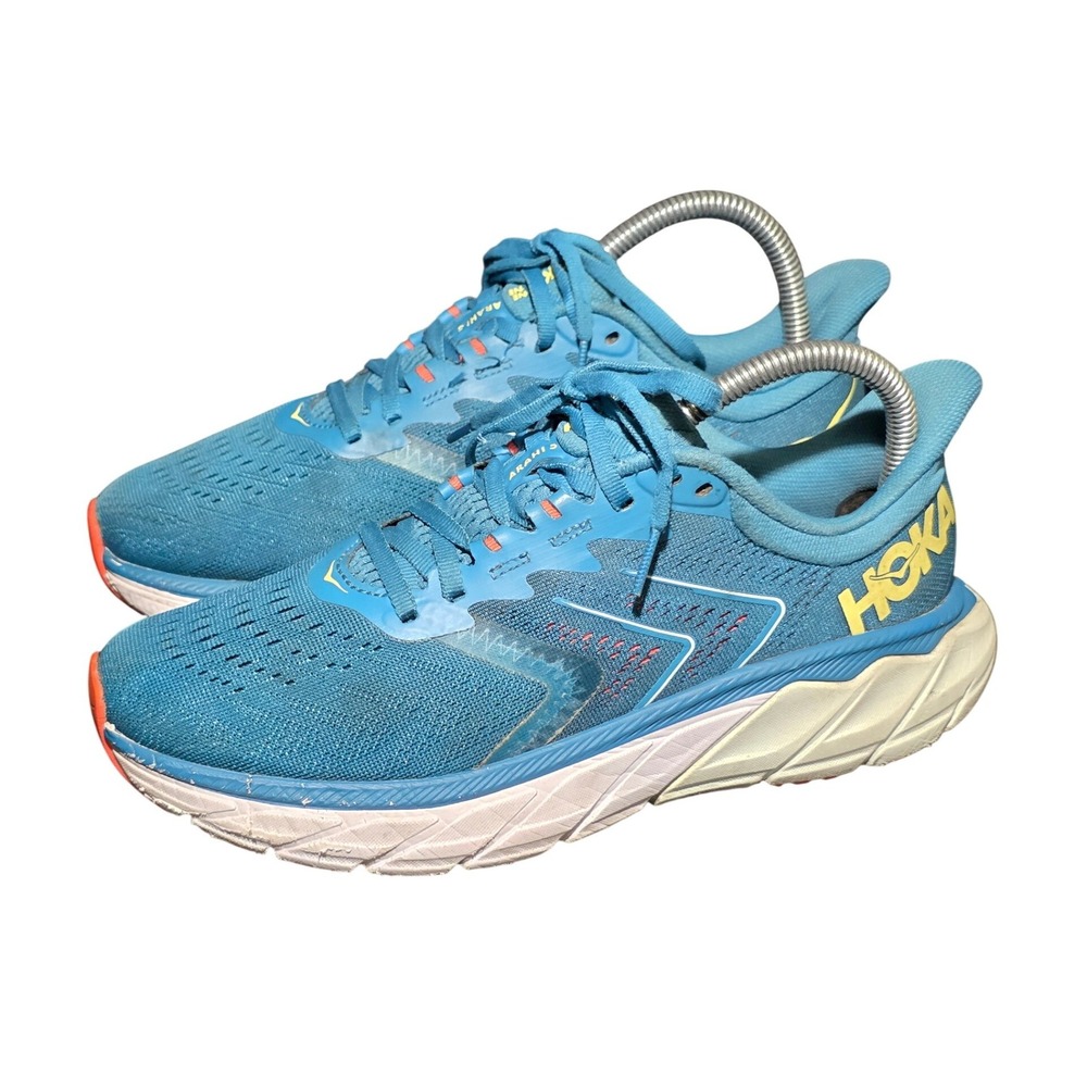 Hoka Arahi 6 Womens Running Shoes Teal Blue Yellow Stability Sneakers 1123195
